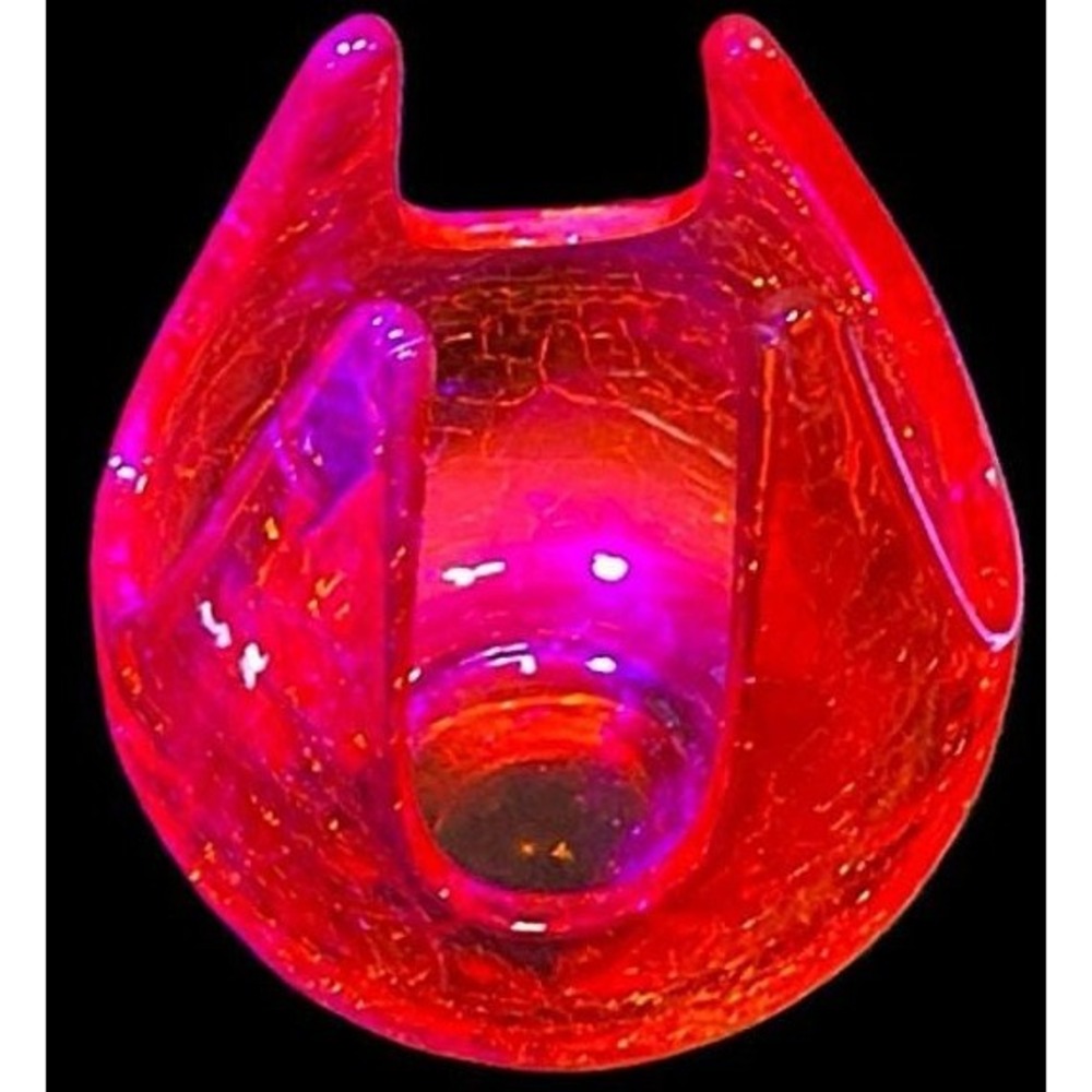 Viking Art Glass Epic Crackle Patio Light Persimmon UV Cadmium Glow MCM Vintage